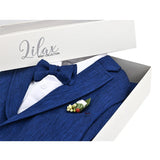 Boys 5-Piece Slim Fit Textured Suit Set