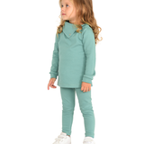 Little Girls Cotton Basic Turtleneck Shirt & Leggings Set