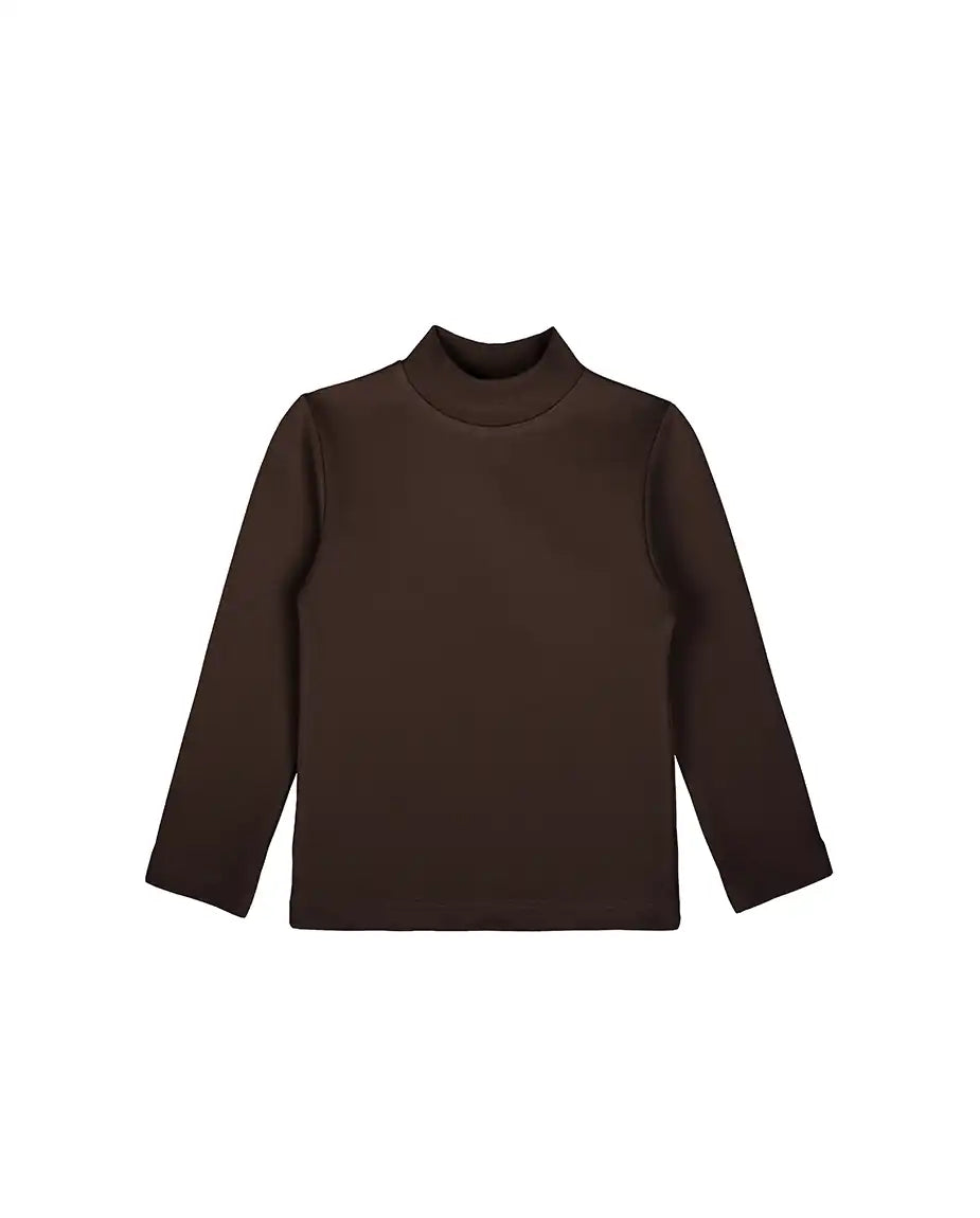 Baby Girls' Basic Long Sleeve Mock Turtleneck Cotton T-Shirt