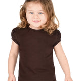 Girls' Basic Cotton T-Shirt  Short Puff Sleeve Crewneck / Toddler