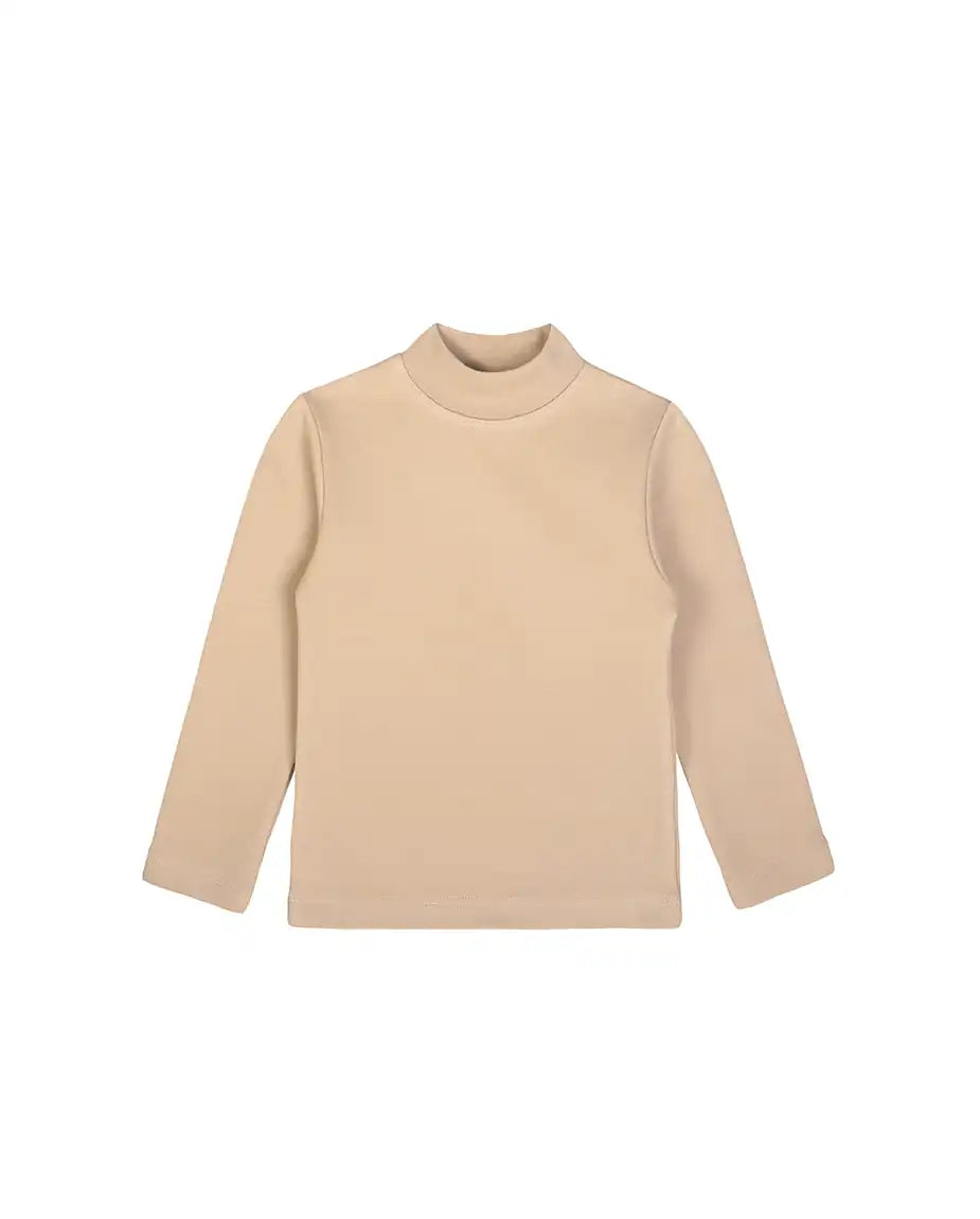 Baby Girls' Basic Long Sleeve Mock Turtleneck Cotton T-Shirt
