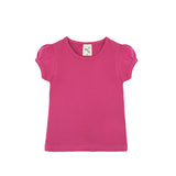 Girls' Basic Cotton T-Shirt  Short Puff Sleeve Crewneck / Toddler
