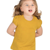 Girls' Basic Cotton T-Shirt  Short Puff Sleeve Crewneck / Toddler