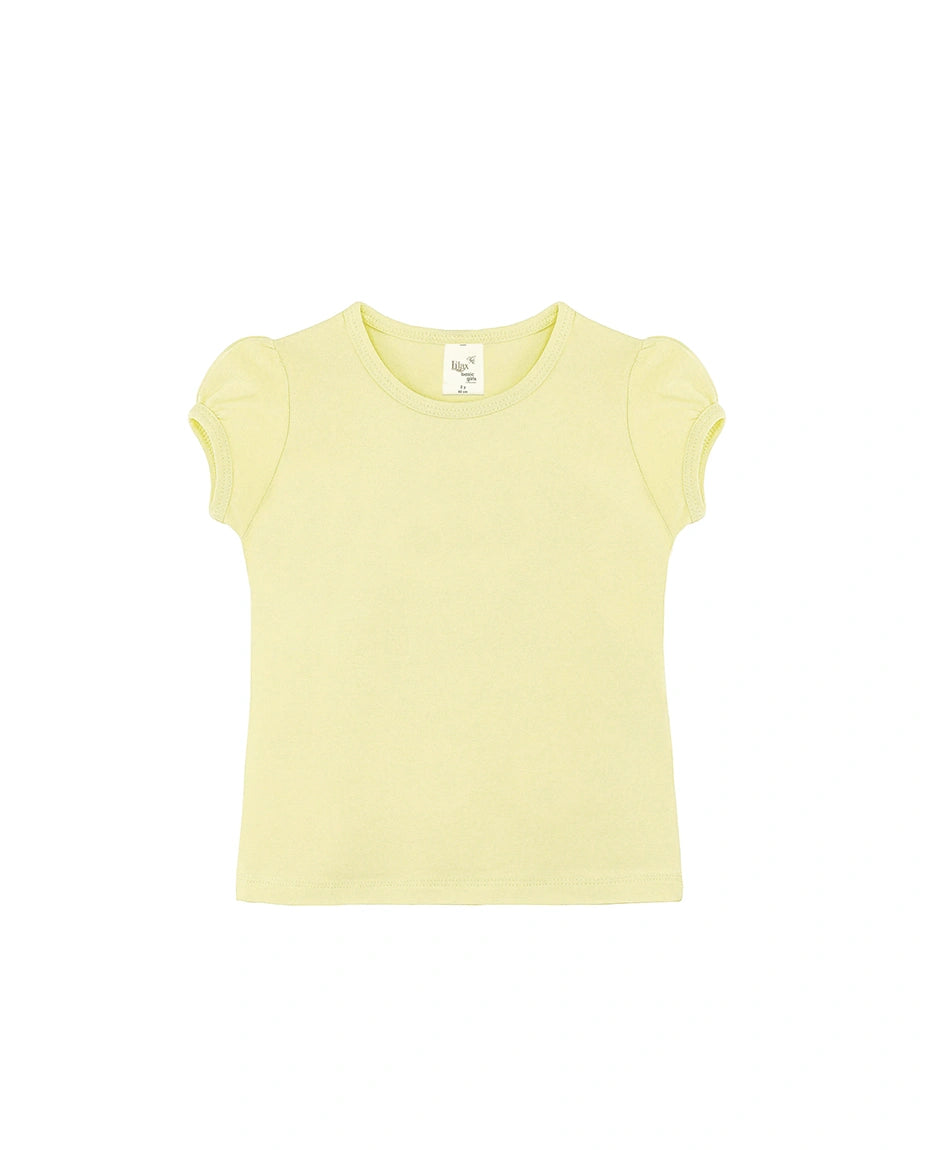 Girls' Basic Cotton T-Shirt  Short Puff Sleeve Crewneck / 11-12 Years