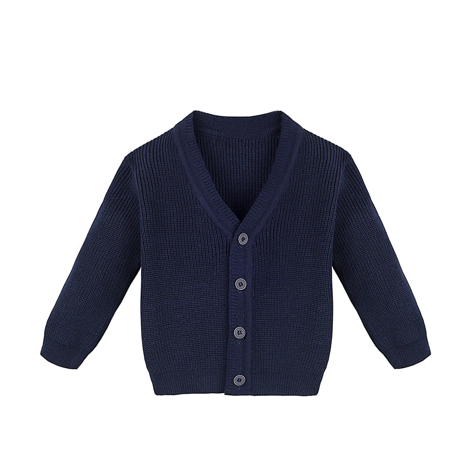 Little Boys Basic Long Sleeve V-Neck Classic Knit Cardigan Sweater