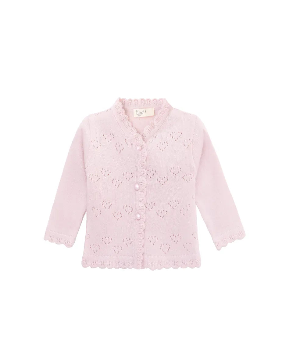 Knit Cardigan Sweater with Little Hearts Design for Baby Girls