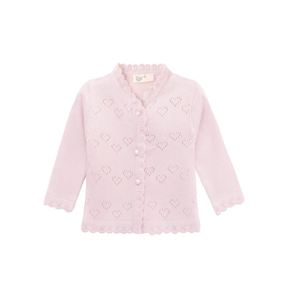 Knit Cardigan Sweater with Little Hearts Design for Baby Girls