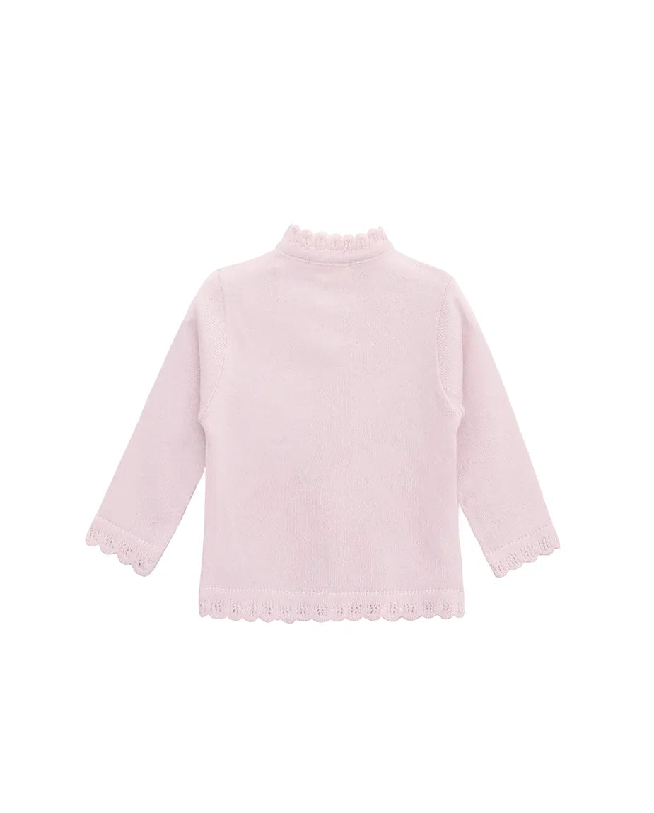 Knit Cardigan Sweater with Little Hearts Design for Baby Girls