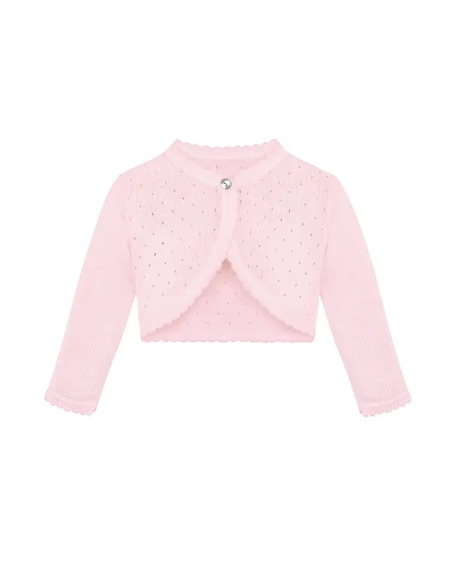 Baby Girls' Long Sleeve Knit One Button Closure Bolero Shrug