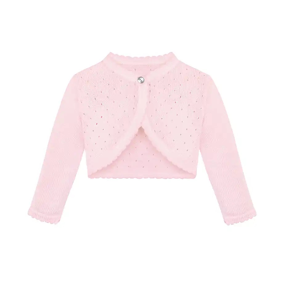 Baby Girls' Long Sleeve Knit One Button Closure Bolero Shrug