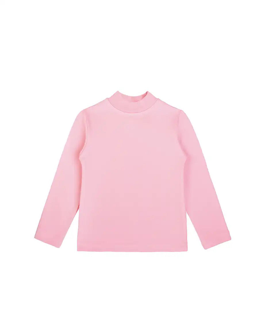 Baby Girls' Basic Long Sleeve Mock Turtleneck Cotton T-Shirt