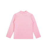 Baby Girls' Basic Long Sleeve Mock Turtleneck Cotton T-Shirt