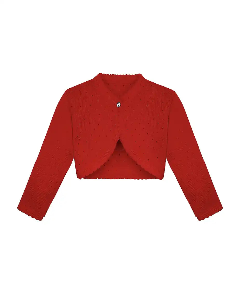Baby Girls' Long Sleeve Knit One Button Closure Bolero Shrug