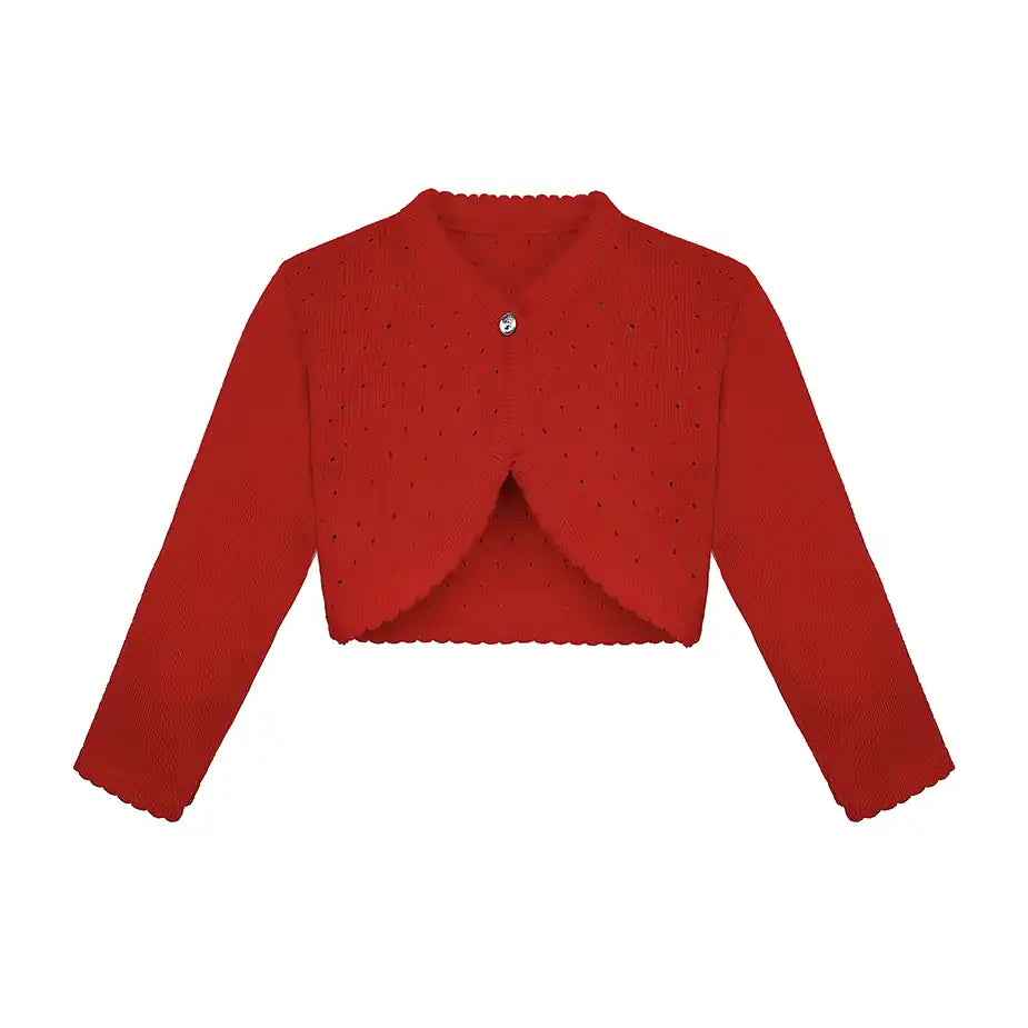 Baby Girls' Long Sleeve Knit One Button Closure Bolero Shrug
