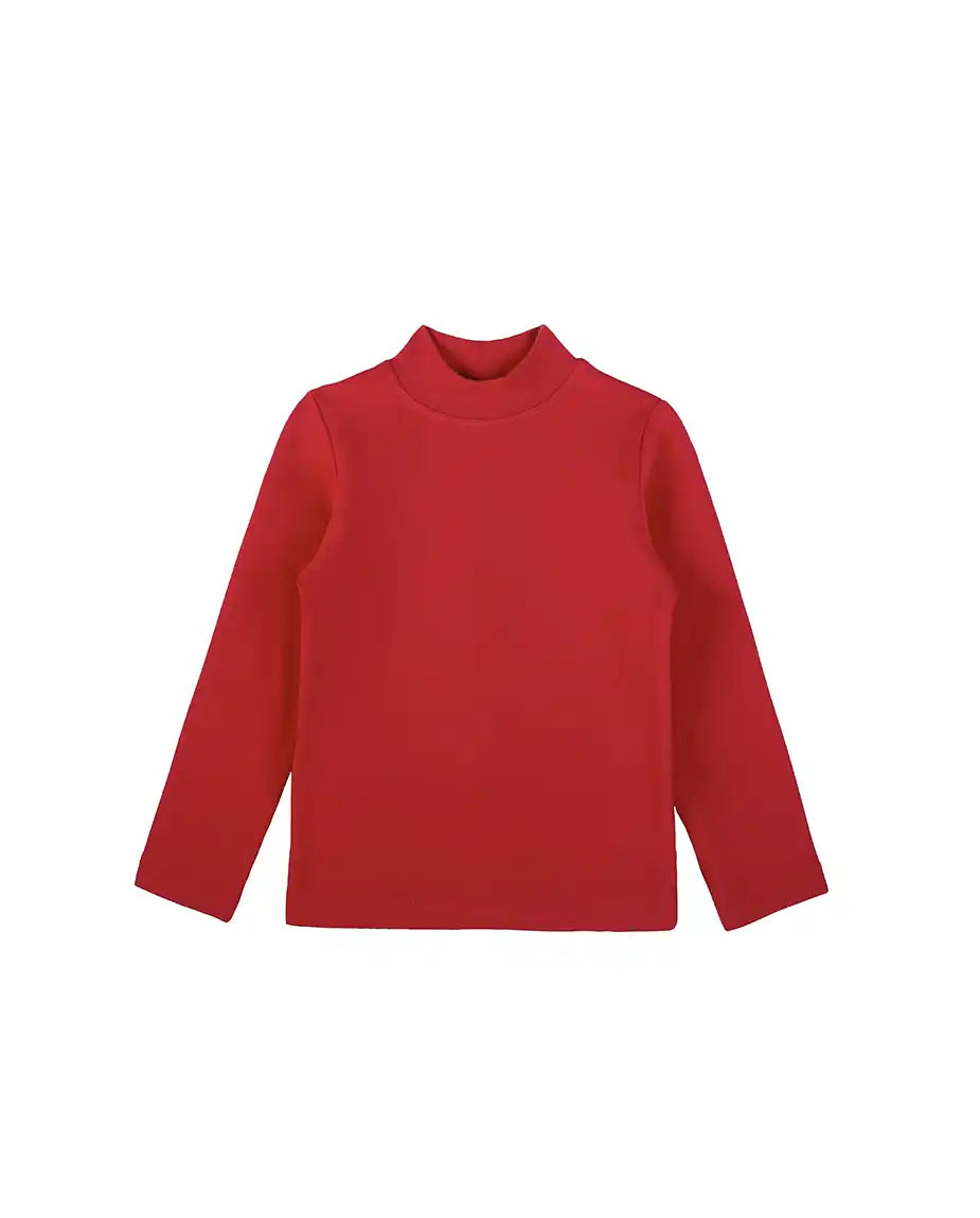 Baby Girls' Basic Long Sleeve Mock Turtleneck Cotton T-Shirt