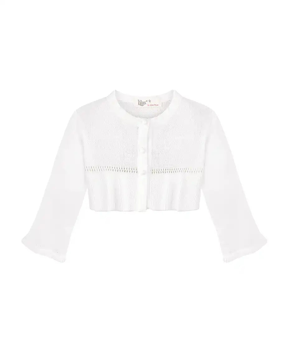 Baby Girls' Long Sleeve Knit One Button Closure Bolero Shrug