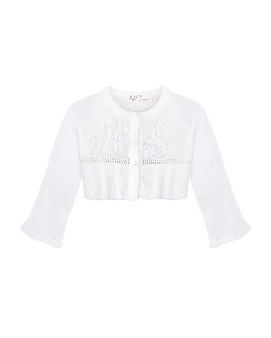 Baby Girls' Long Sleeve Knit One Button Closure Bolero Shrug