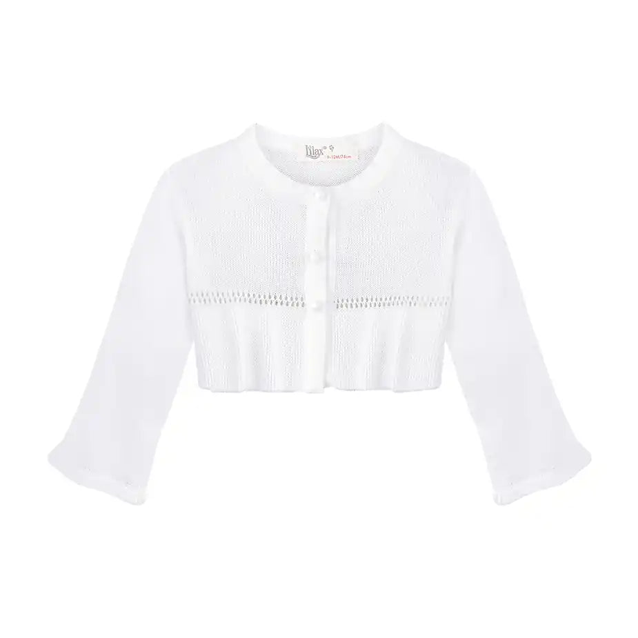 Baby Girls' Long Sleeve Knit One Button Closure Bolero Shrug