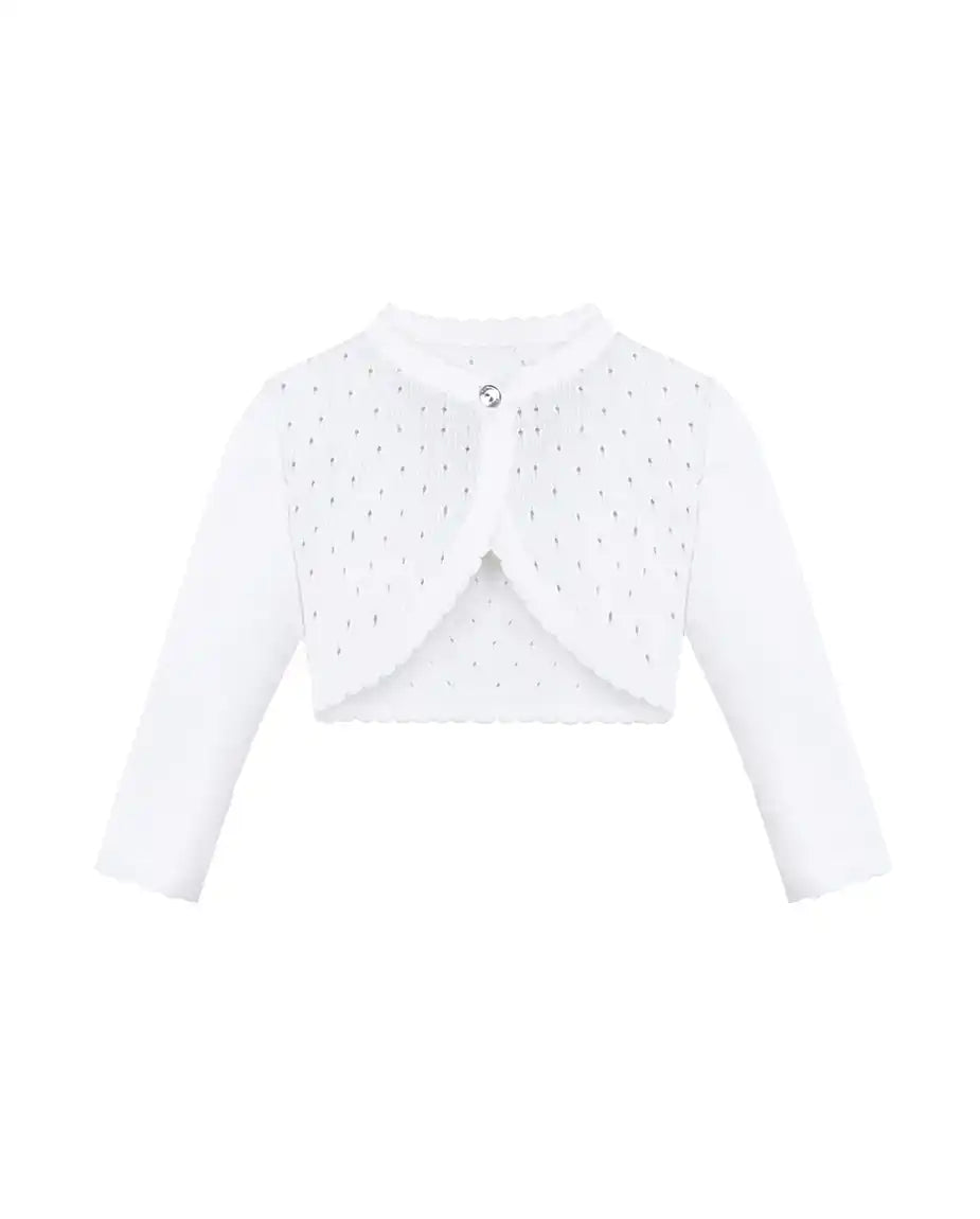 Baby Girls' Long Sleeve Knit One Button Closure Bolero Shrug