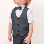 Boys 4 piece tuxedo suit with shirt, pants, vest and bow tie; perfect for baby boy clothes & christmas gift ideas  