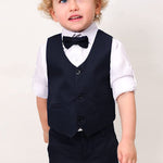 Boys 4 piece tuxedo suit with shirt, pants, vest and bow tie; perfect for baby boy clothes & christmas gift ideas  