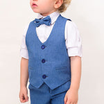 Boys 4 piece tuxedo suit with shirt, pants, vest and bow tie; perfect for baby boy clothes & christmas gift ideas  