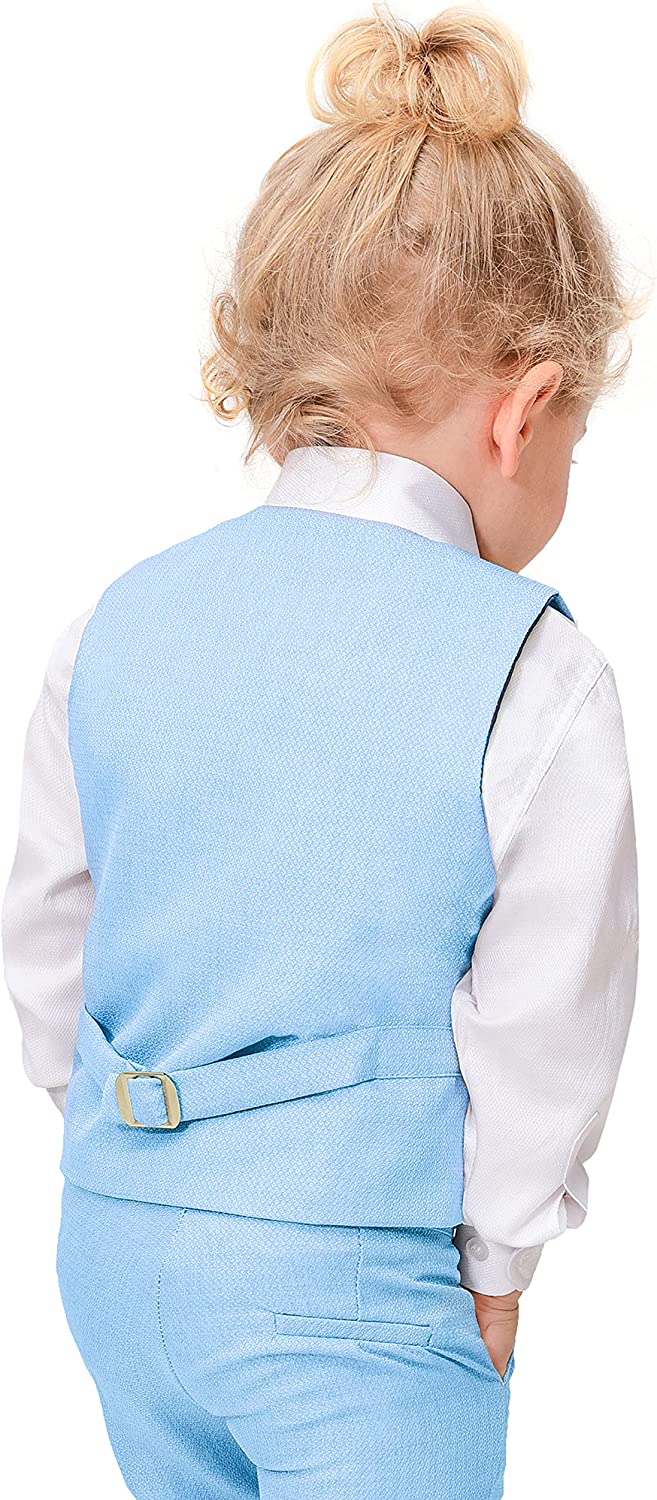 Boys 4 piece tuxedo suit with shirt, pants, vest and bow tie; perfect for baby boy clothes & christmas gift ideas  