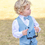 Boys 4 piece tuxedo suit with shirt, pants, vest and bow tie; perfect for baby boy clothes & christmas gift ideas  